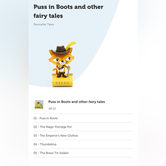 Tonies Retired UK Favourite Tales Puss in Boots Tonie for Toniebox - Picture 3 of 3